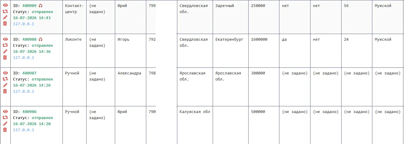 пример лидов на банкротство
